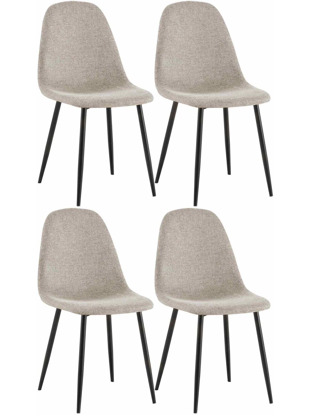 Sæt med 4 spisestuestole Napier stof, creme