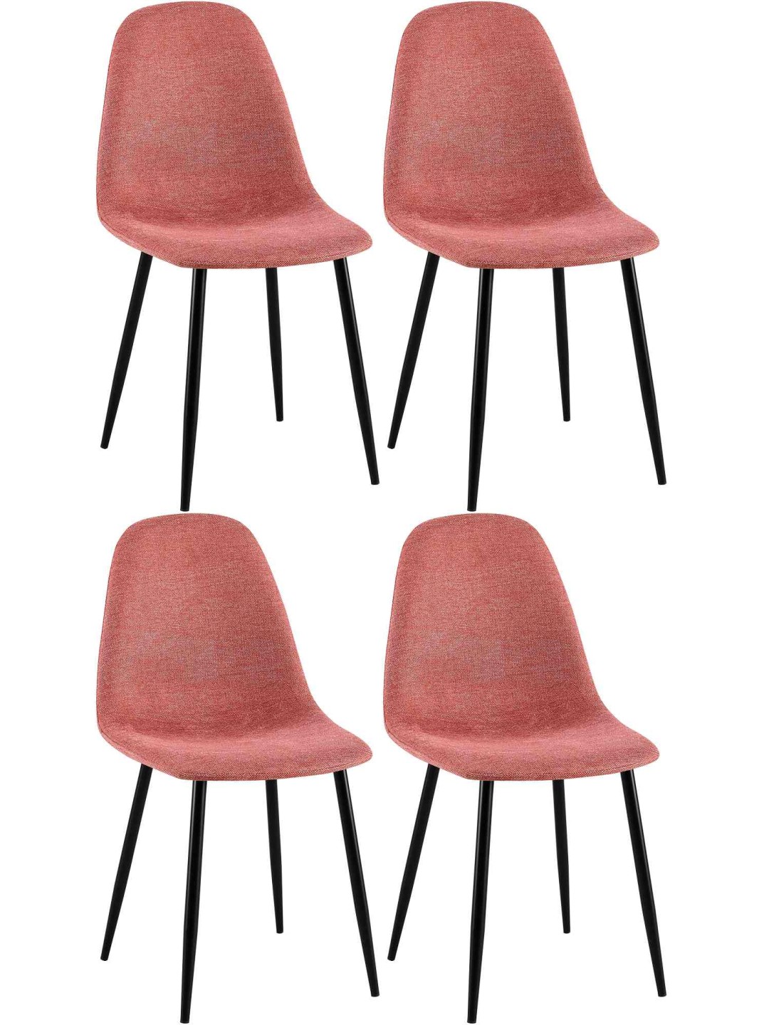 Sæt med 4 spisestuestole Napier stof, orange