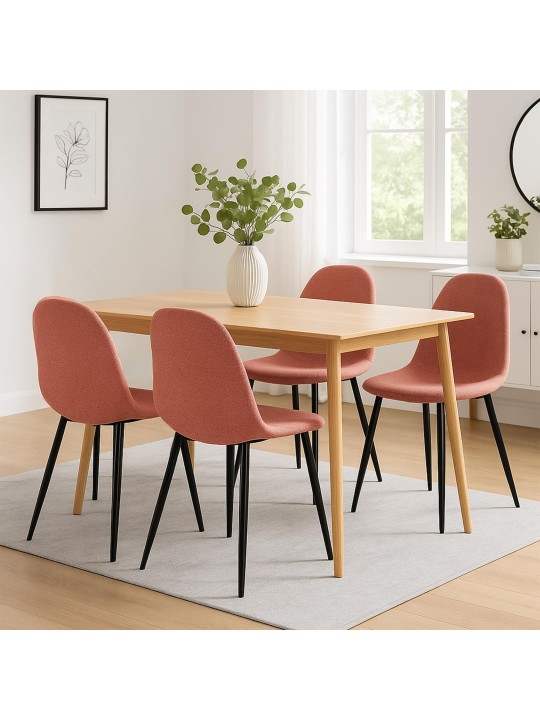 Sæt med 4 spisestuestole Napier stof, orange