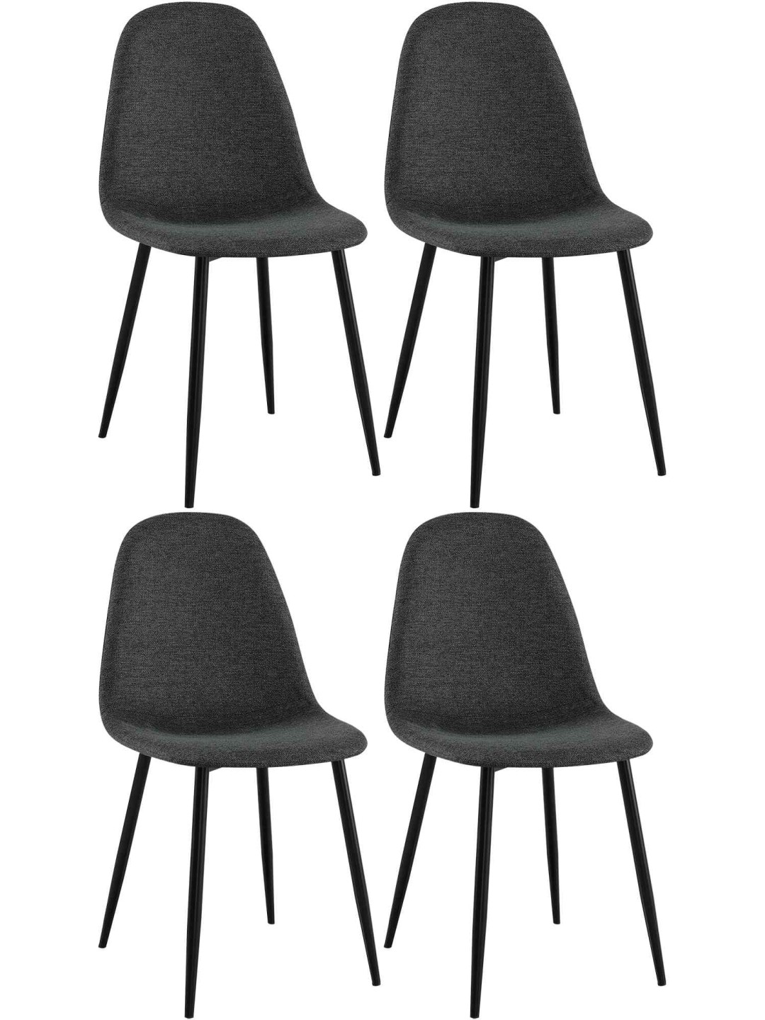 Sæt med 4 spisestuestole Napier stof, sort