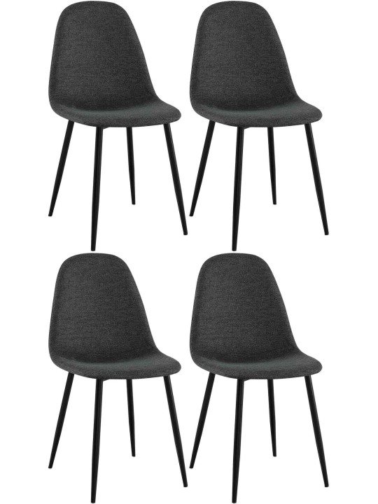 Sæt med 4 spisestuestole Napier stof, sort