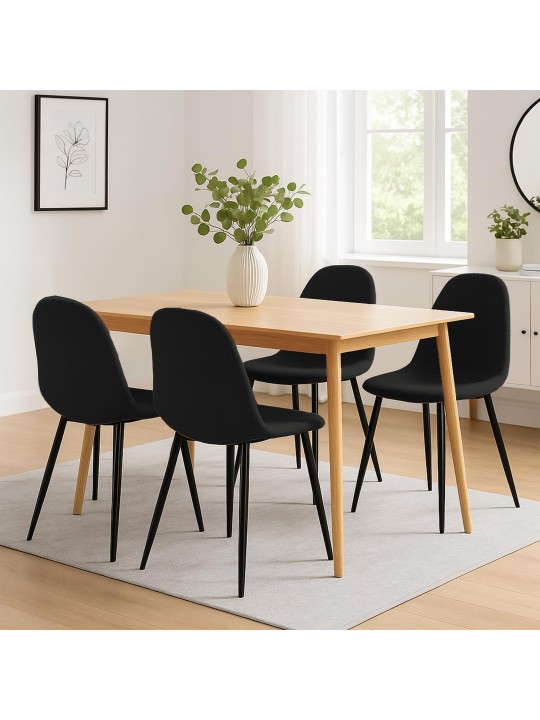 Sæt med 4 spisestuestole Napier stof, sort