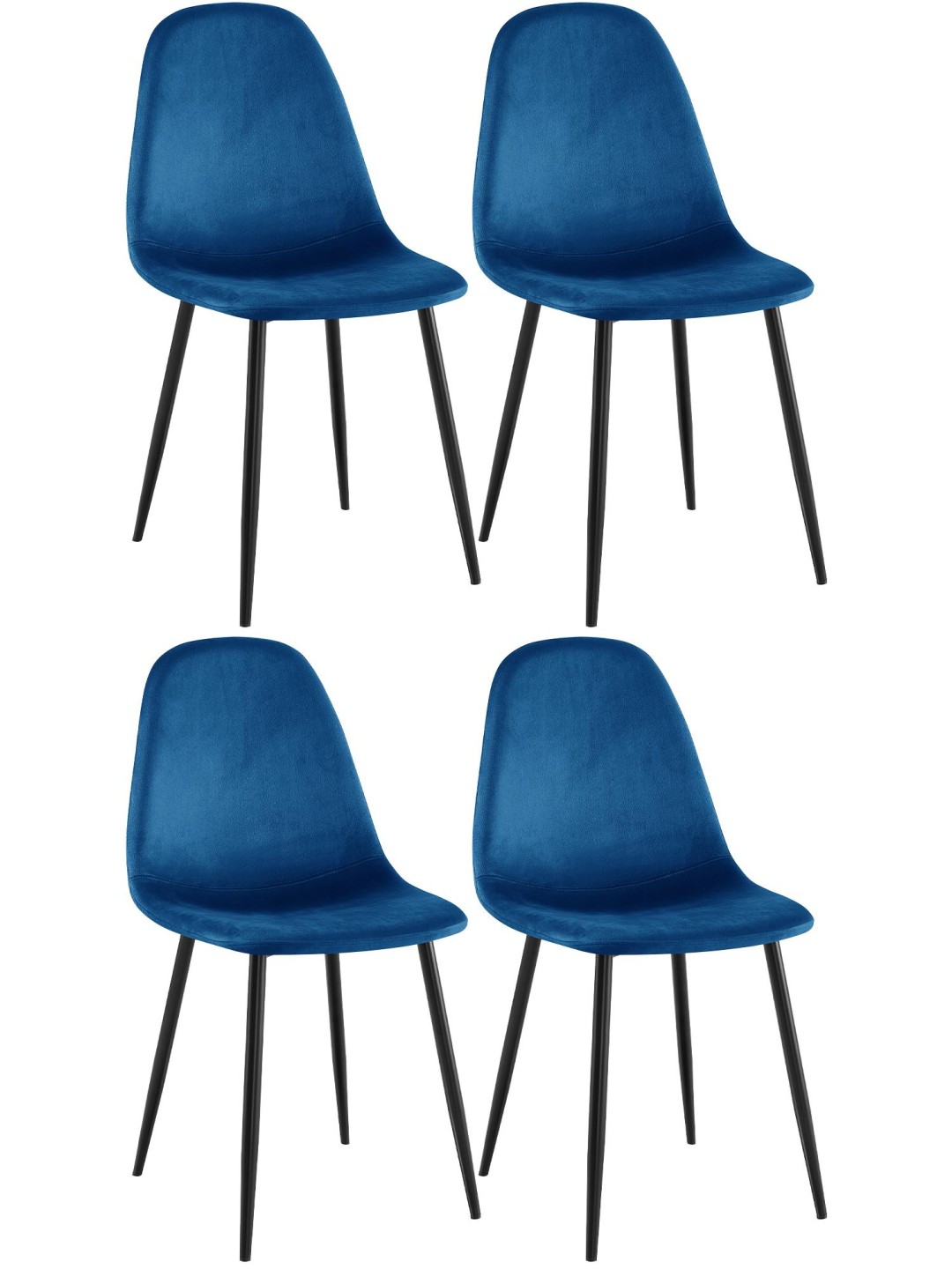 Sæt med 4 spisestuestole Napier fløjl, blå