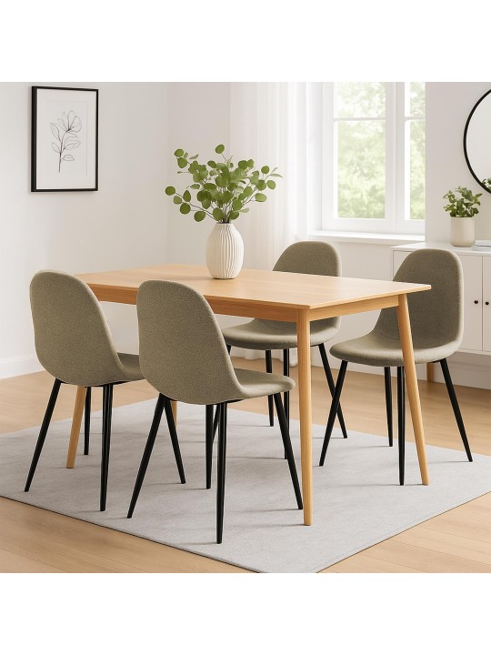 Sæt med 4 spisestuestole Napier stof, taupe