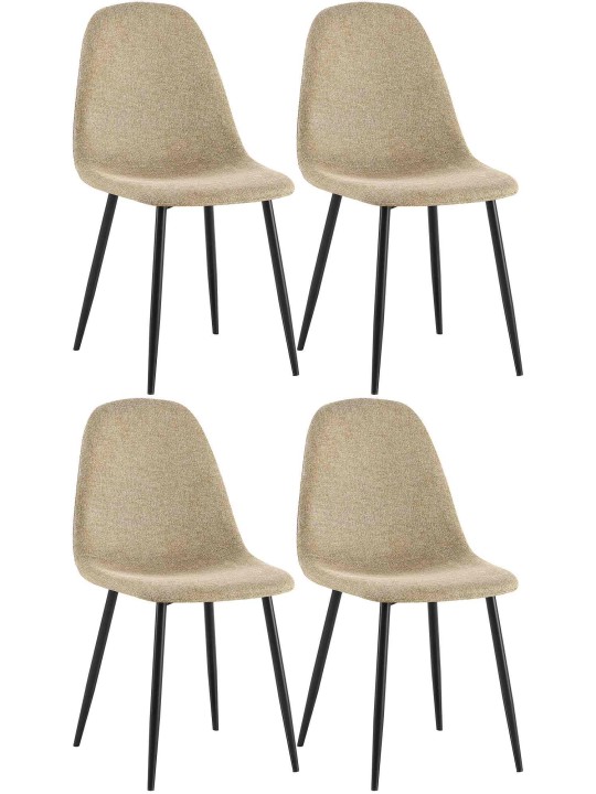 Sæt med 4 spisestuestole Napier stof, taupe