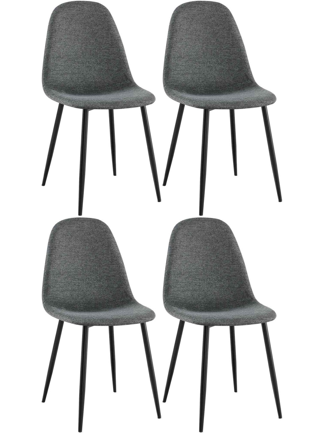 Sæt med 4 spisestuestole Napier stof, grå