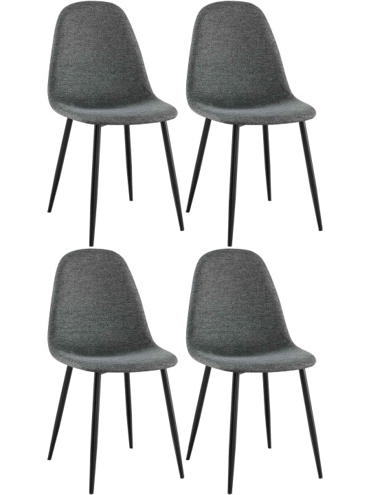 Sæt med 4 spisestuestole Napier stof, grå