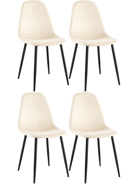 Sæt med 4 spisestuestole Napier fløjl, creme