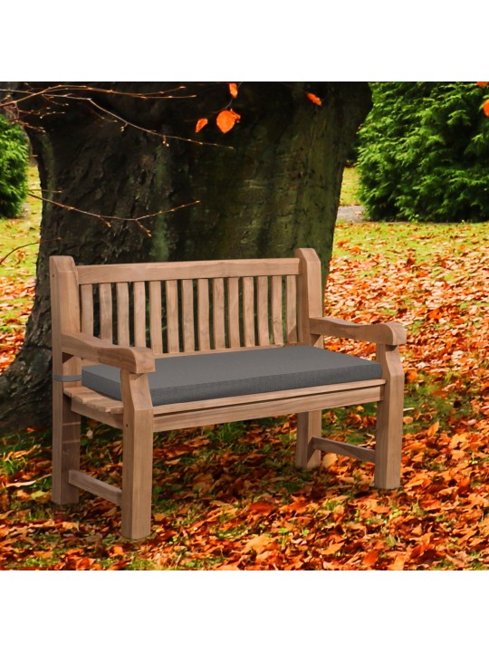 Teak bænk Jackson med sædehynde 120 cm + teak, mørkegrå