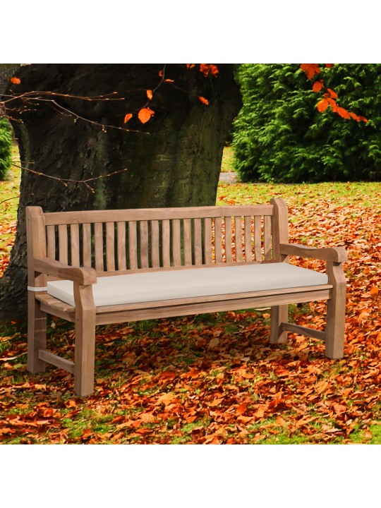 Teak bænk Jackson med sædehynde 180 cm + teak, creme