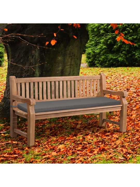Teak bænk Jackson med sædehynde 180 cm + teak, mørkegrå
