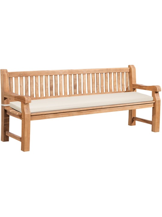 Teak bænk Jackson med sædehynde 220 cm + teak, creme