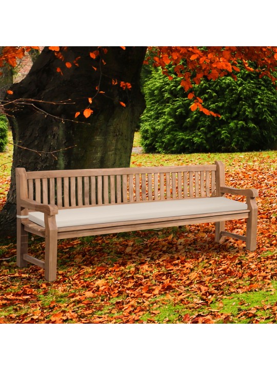Teak bænk Jackson med sædehynde 240 cm + teak, creme