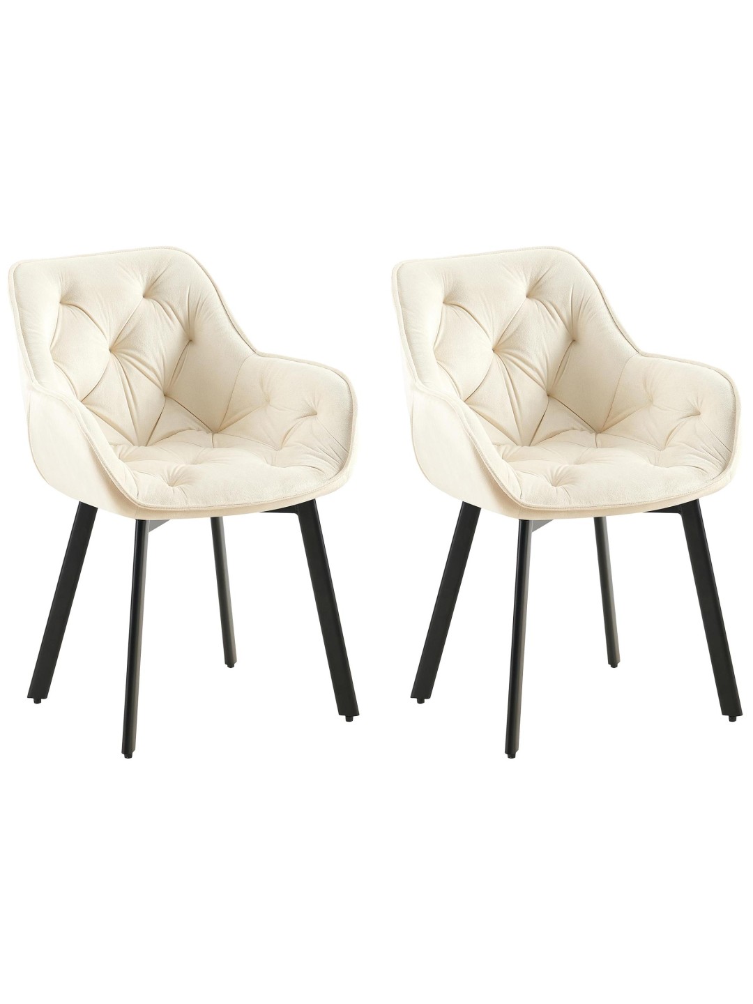Sæt med 2 spisestuestole Antigo velvet, creme