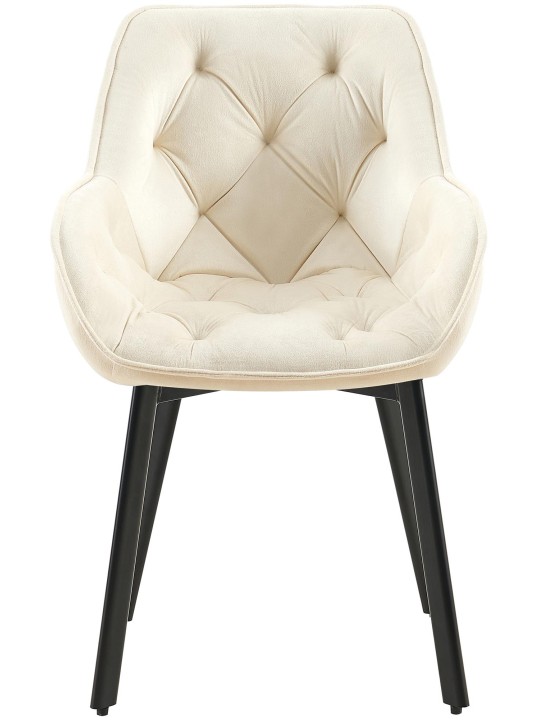 Sæt med 2 spisestuestole Antigo velvet, creme