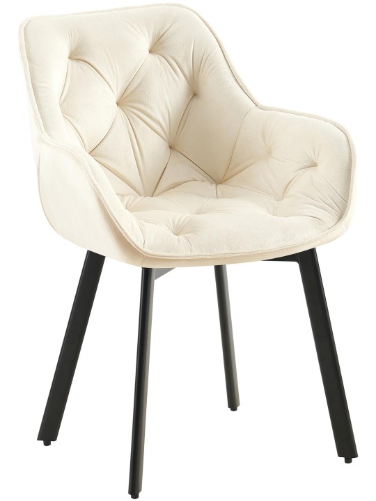 Sæt med 2 spisestuestole Antigo velvet, creme