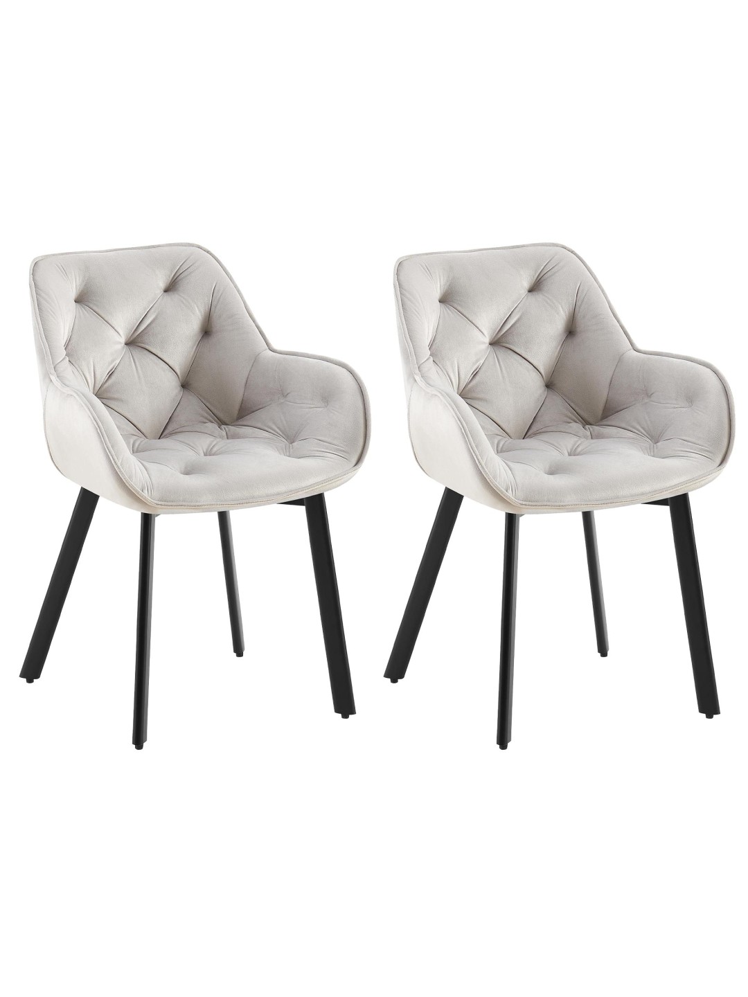 Sæt med 2 spisestuestole Antigo velvet, grå