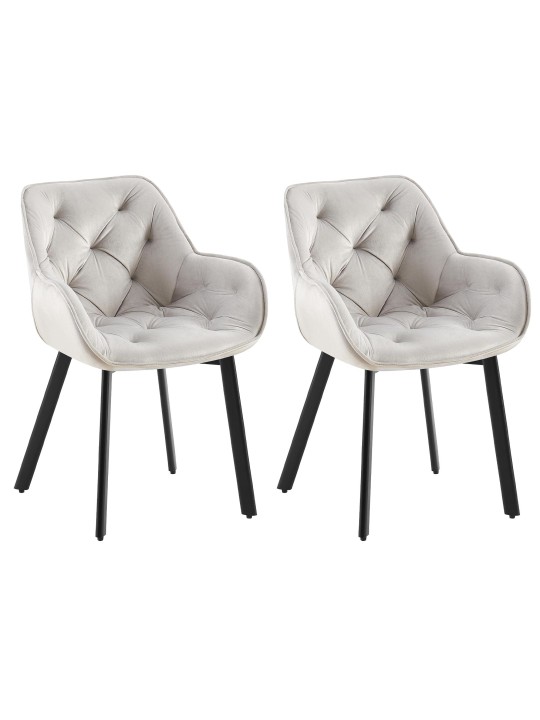 Sæt med 2 spisestuestole Antigo velvet, grå