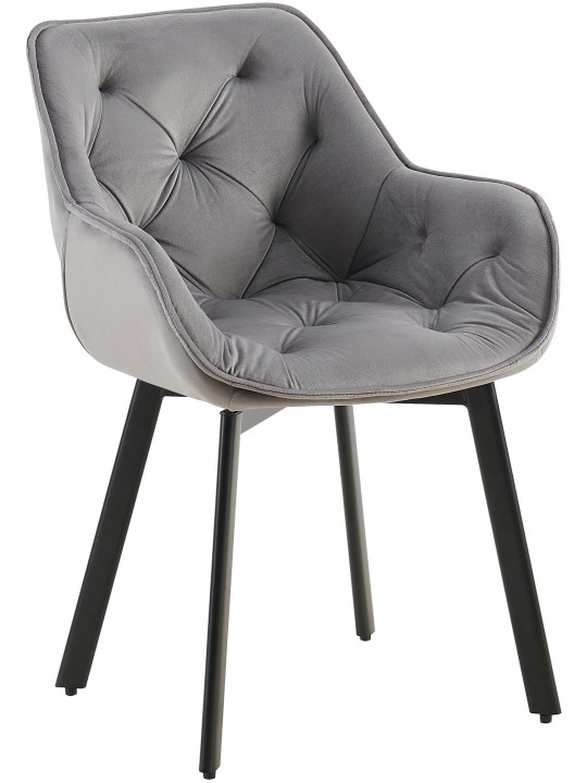 Sæt med 2 spisestuestole Antigo velvet, mørkegrå