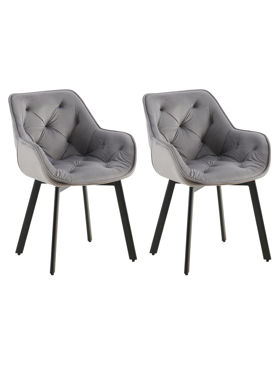 Sæt med 2 spisestuestole Antigo velvet, mørkegrå