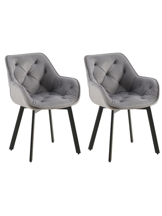 Sæt med 2 spisestuestole Antigo velvet, mørkegrå