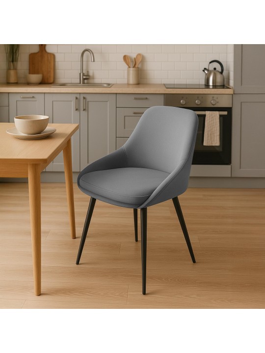 Sæt med 2 spisestuestole Elmira velvet, mørkegrå