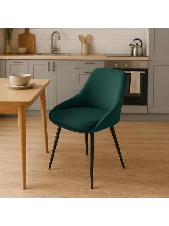 Sæt med 2 spisestuestole Elmira velvet, grøn
