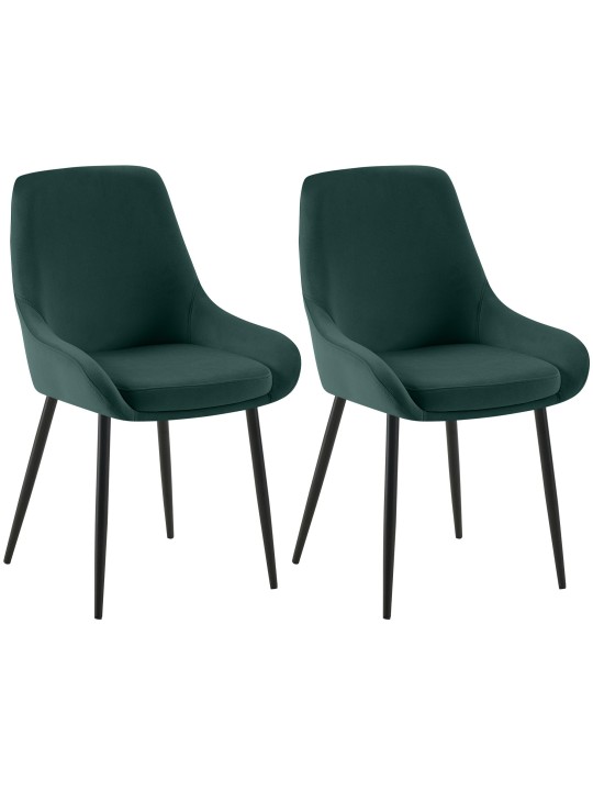 Sæt med 2 spisestuestole Elmira velvet, grøn