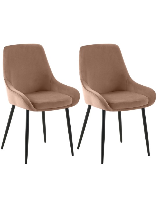 Sæt med 2 spisestuestole Elmira velvet, brun
