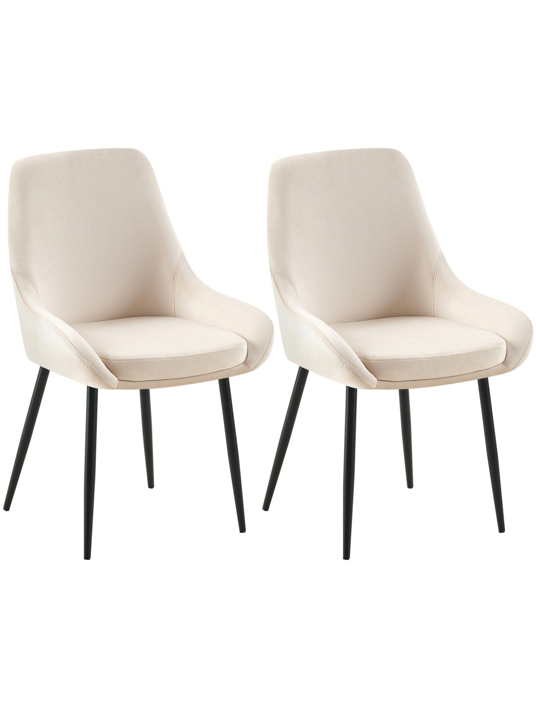 Sæt med 2 spisestuestole Elmira velvet, creme