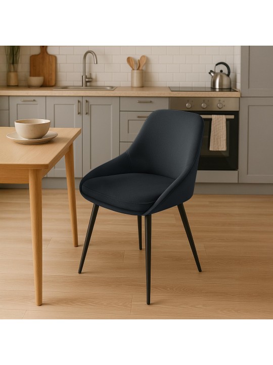 Sæt med 2 spisestuestole Elmira velvet, sort