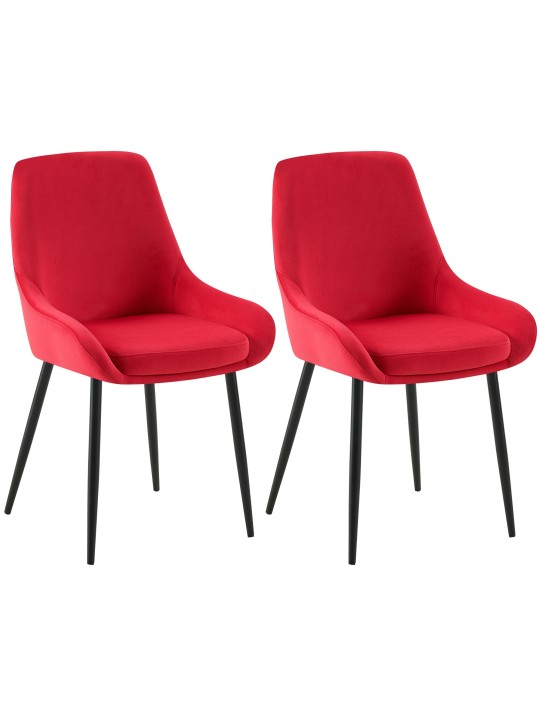Sæt med 2 spisestuestole Elmira velvet, rød