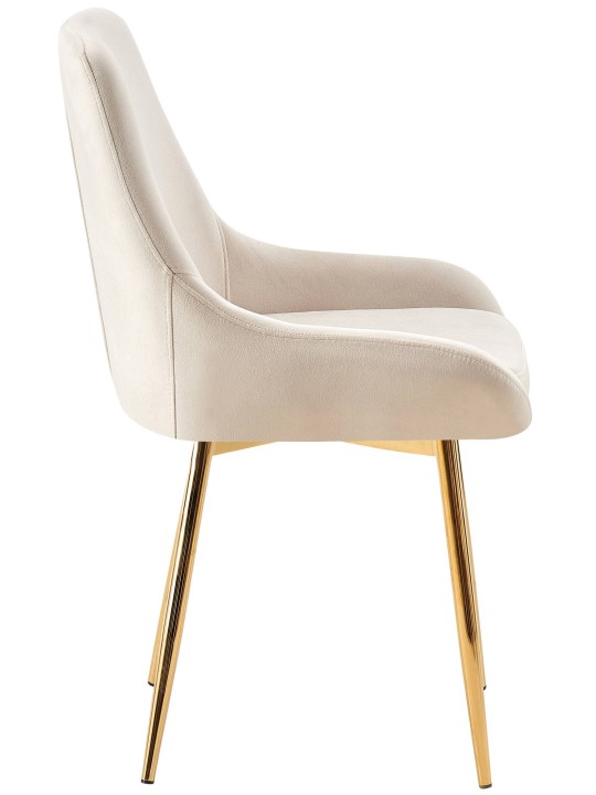 Sæt med 2 spisestuestole Elmira fløjlsguld, creme
