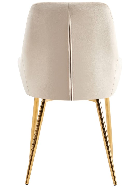 Sæt med 2 spisestuestole Elmira fløjlsguld, creme