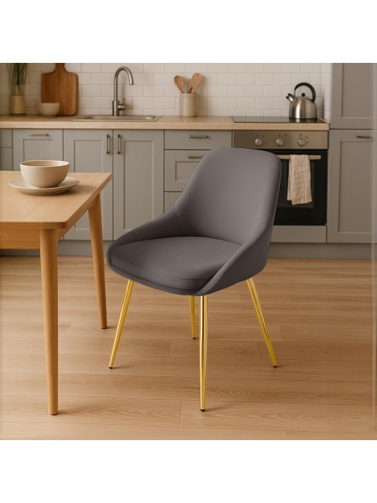 Sæt med 2 spisestuestole Elmira fløjlsguld, antracit
