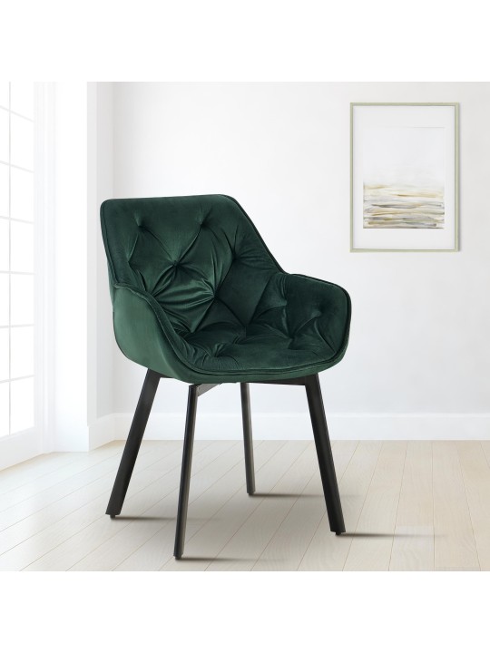 Sæt med 2 spisestuestole Antigo velvet, grøn