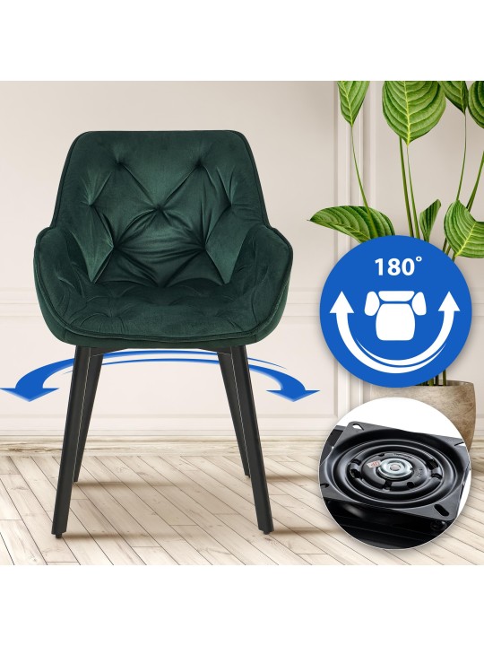 Sæt med 2 spisestuestole Antigo velvet, grøn