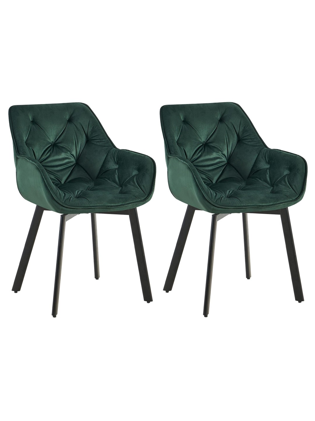 Sæt med 2 spisestuestole Antigo velvet, grøn
