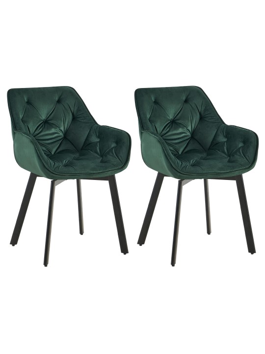 Sæt med 2 spisestuestole Antigo velvet, grøn