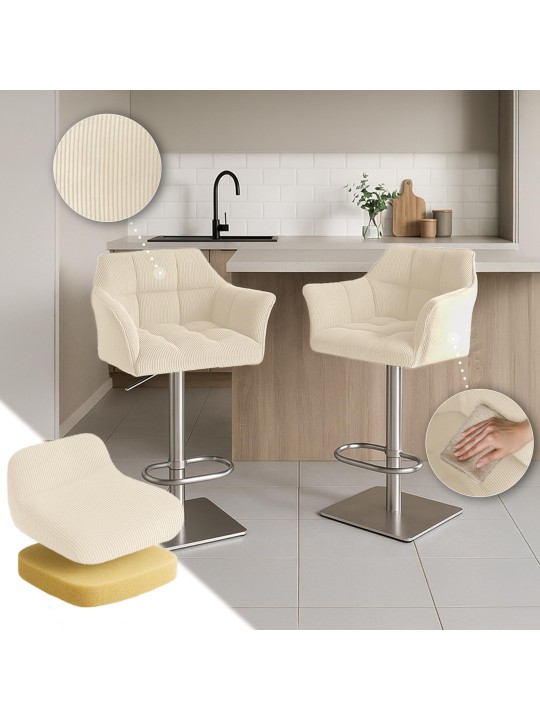 Bar stool Damaso E Cord, creme Bar stool Damaso E Cord, creme