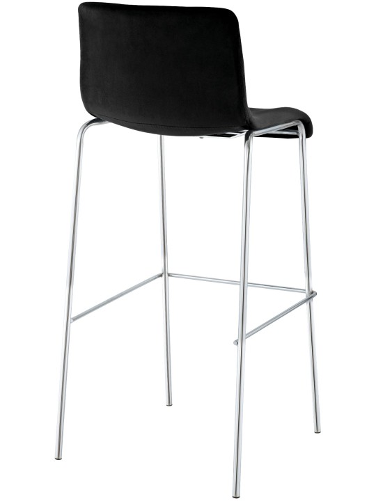 Barstol Hoover fløjl 4-fods krom, sort