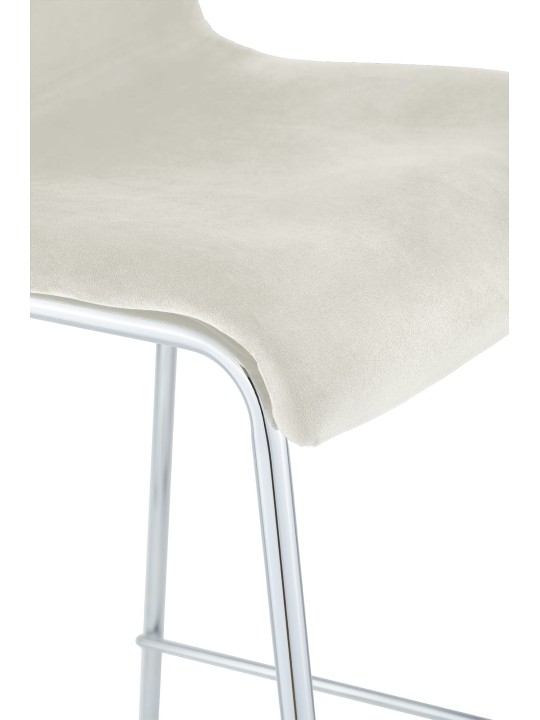 Barstol Hoover fløjl 4-fods krom, creme