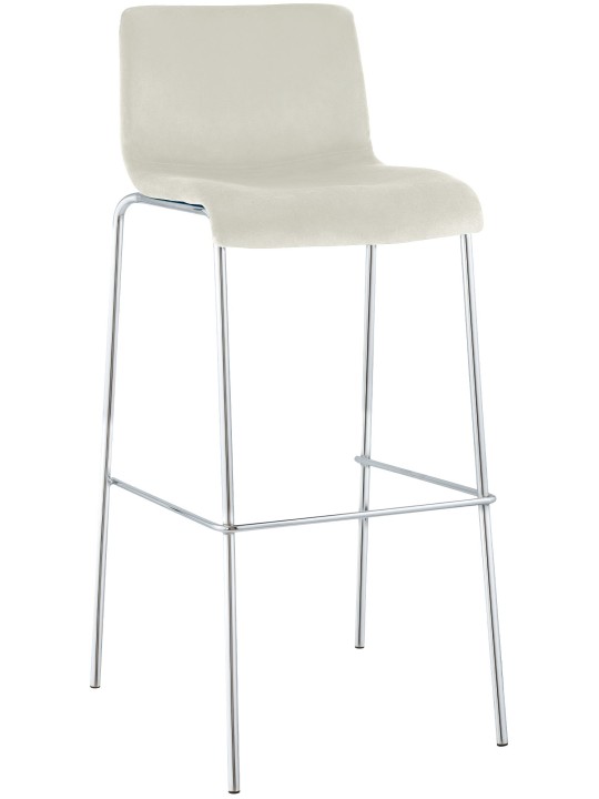 Barstol Hoover fløjl 4-fods krom, creme