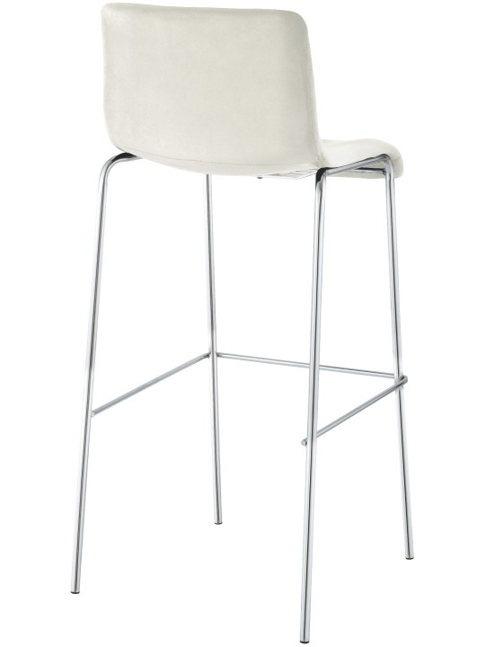 Barstol Hoover fløjl 4-fods krom, creme