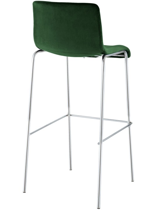 Barstol Hoover fløjl 4-fods krom, grøn