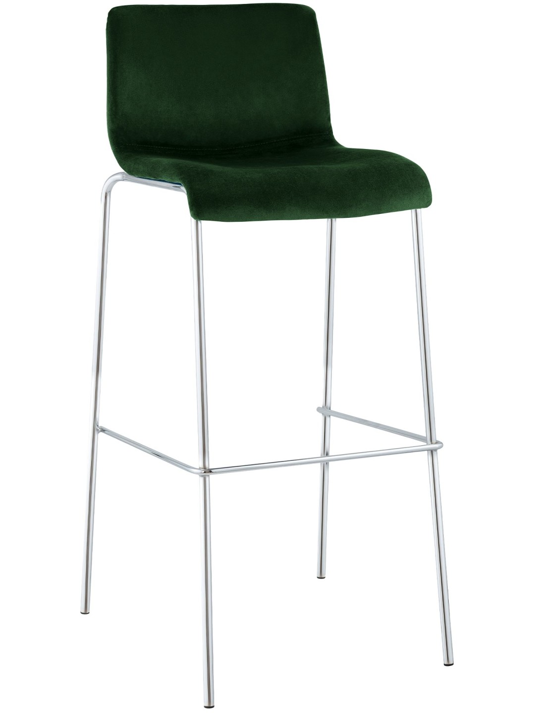 Barstol Hoover fløjl 4-fods krom, grøn