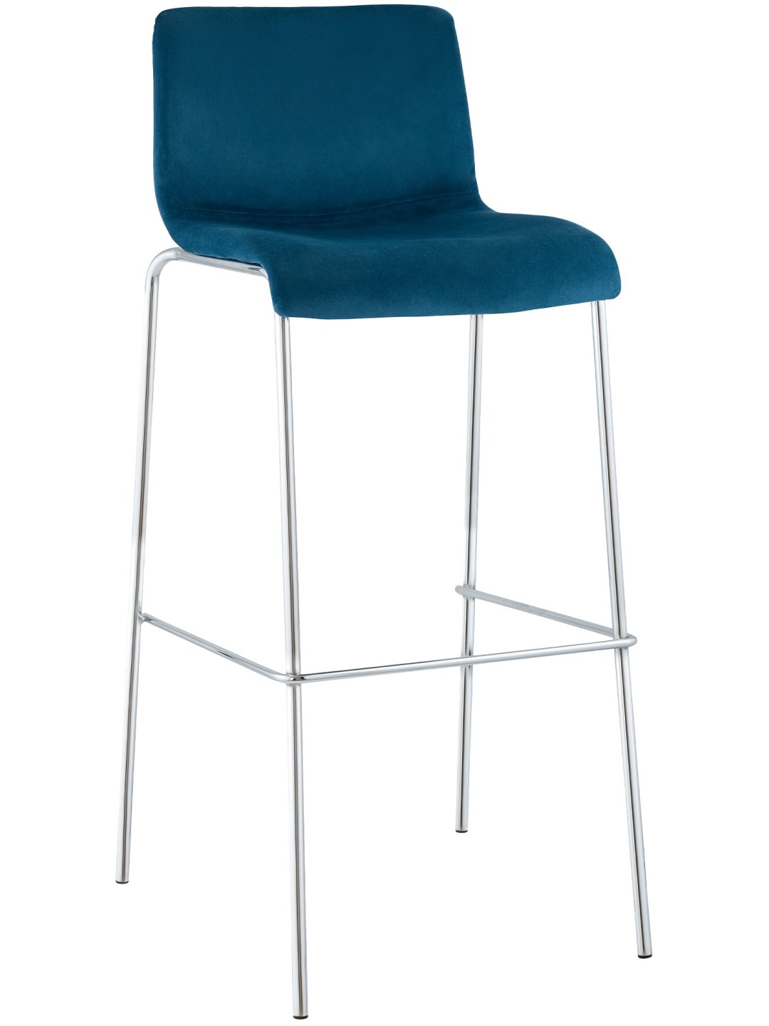 Barstol Hoover fløjl 4-fods krom, blå