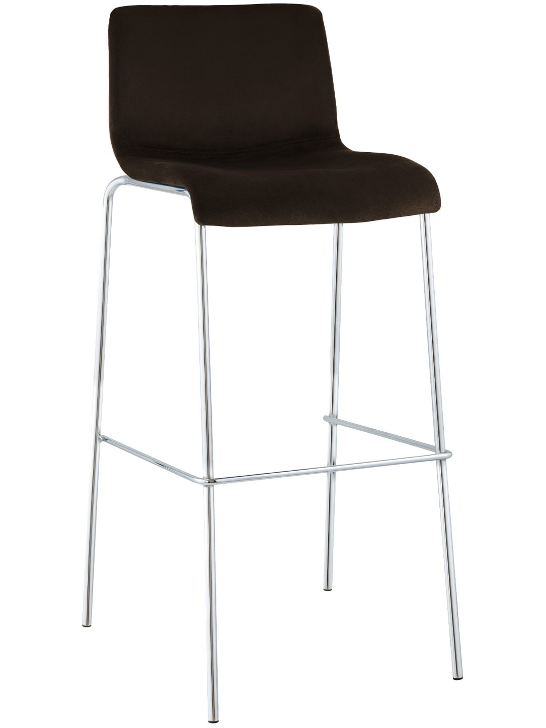 Barstol Hoover fløjl 4-fods krom, brun
