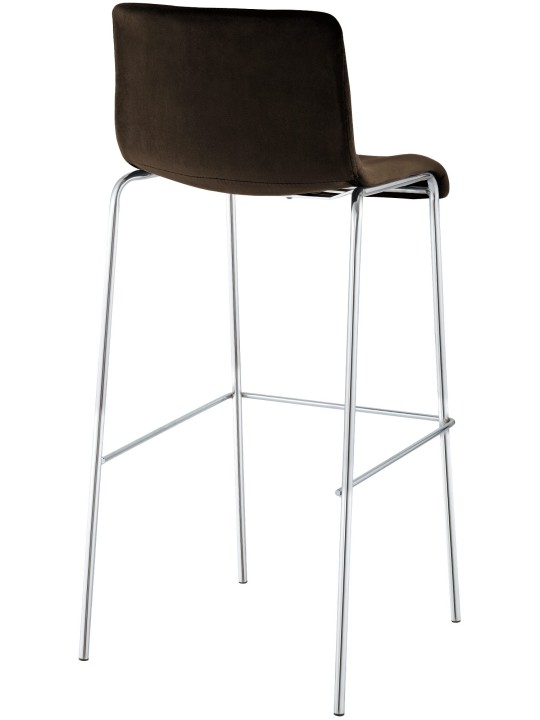 Barstol Hoover fløjl 4-fods krom, brun