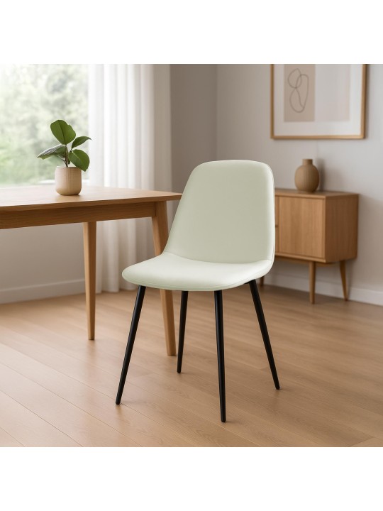 Sæt med 2 spisestuestole Maryam stof, creme